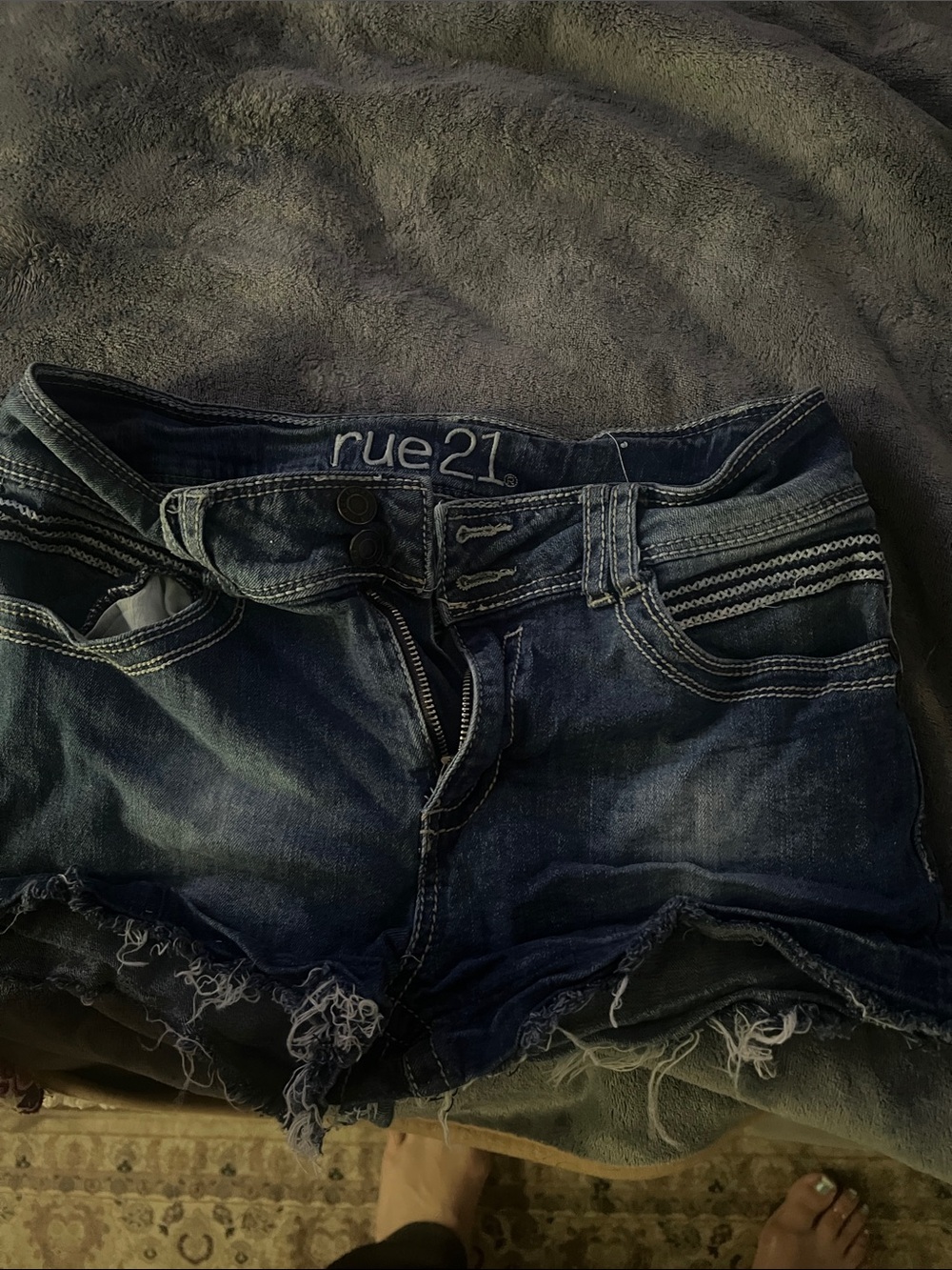 rue21 Dark Blue Distressed Denim Cutoff Shorts